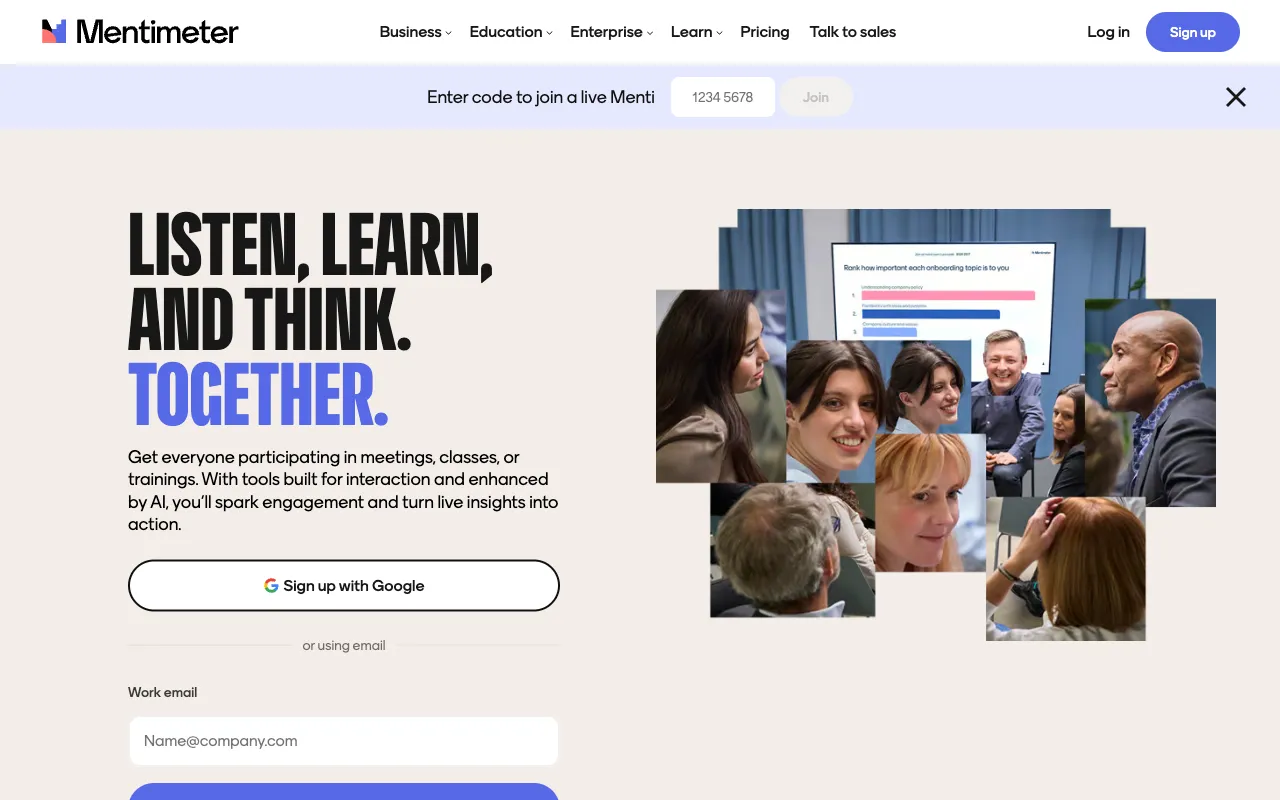 Mentimeter homepage