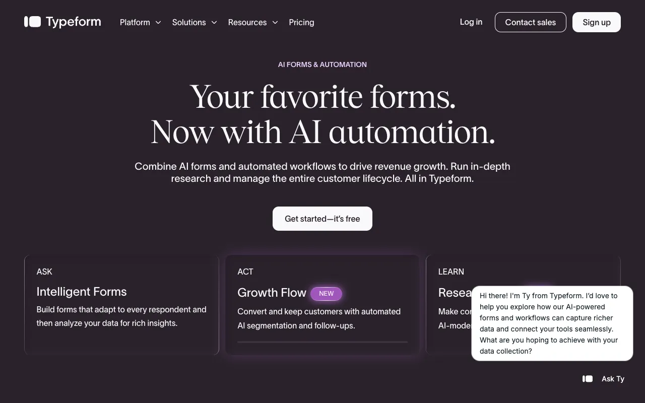 Typeform homepage