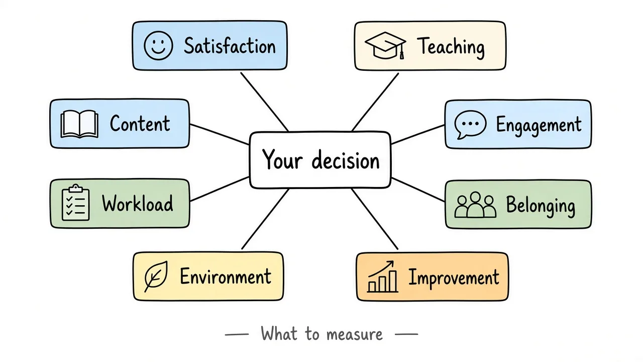 Decision in the center with measure categories around it